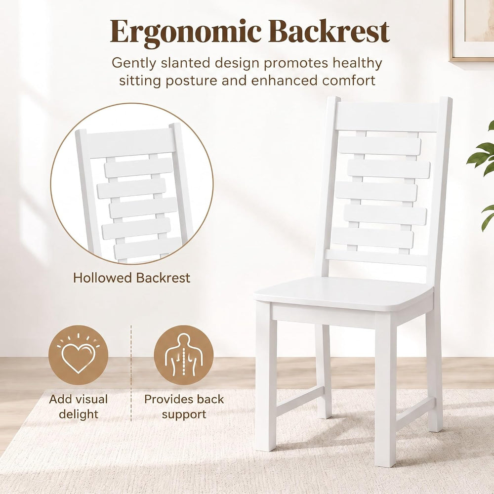 POWERSTONE Wooden Dining Chairs Set of 4, Modern Kitchen Chairs, White