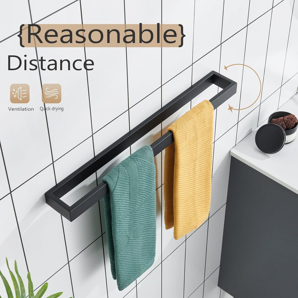 KOKOSIRI Towel Bar Matte Black Bath Towel Holder 20-Inch Kitchen Rack Stainle...