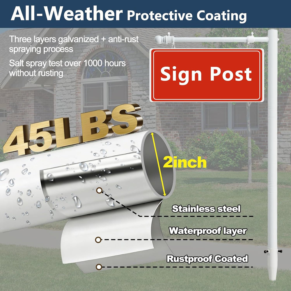 7 FT Real Estate Sign Post - Heavy Duty Metal Yard Sign Holder with Adjustabl...