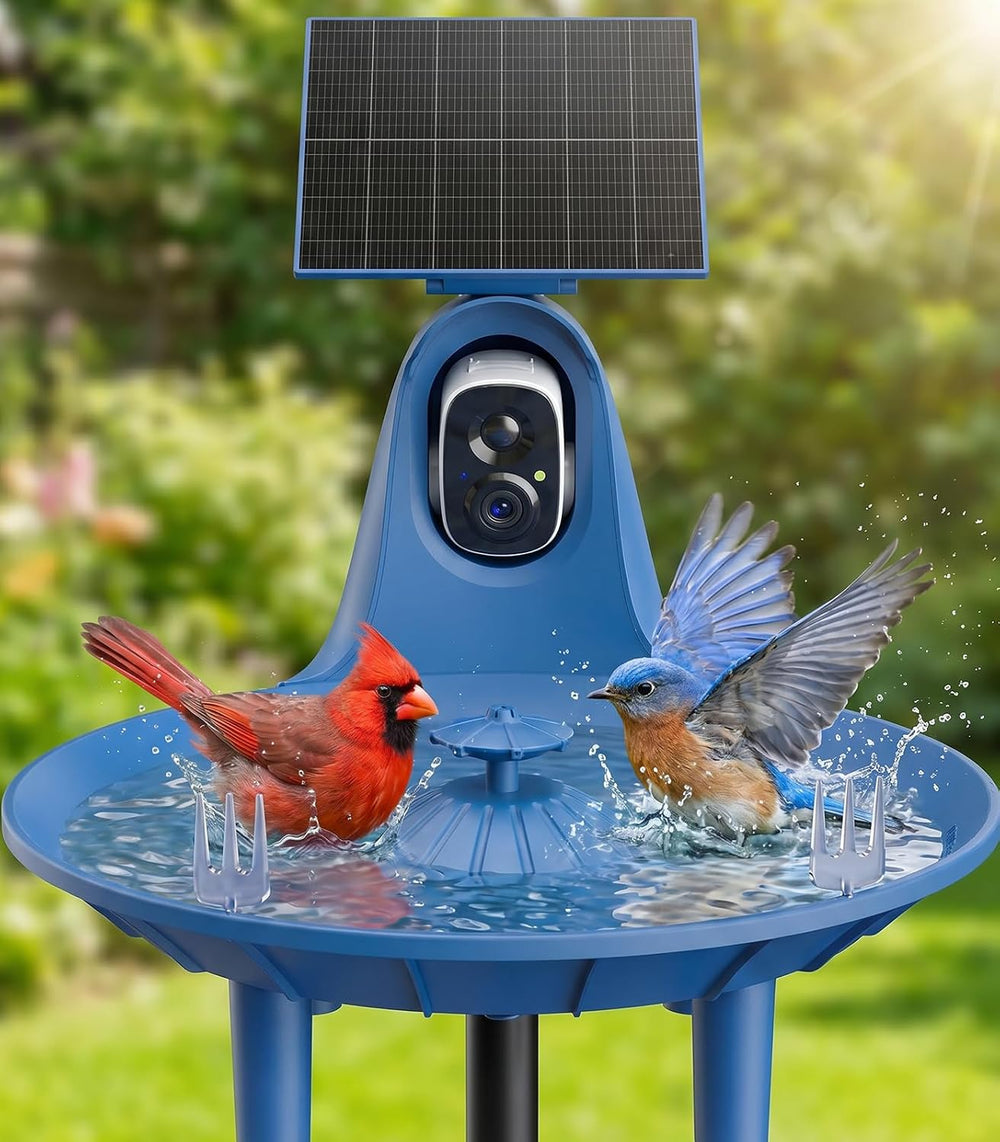 LongPlus Smart Bird Bath with 2K HD Camera, AI Bird ID & Solar Fountain