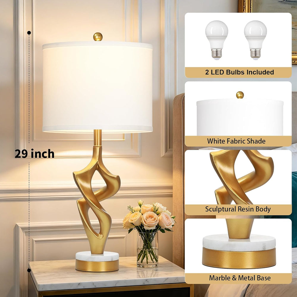 Ruzectt 29" Tall Gold Table Lamps Set of 2 for Living Room, 3 Color Temp...
