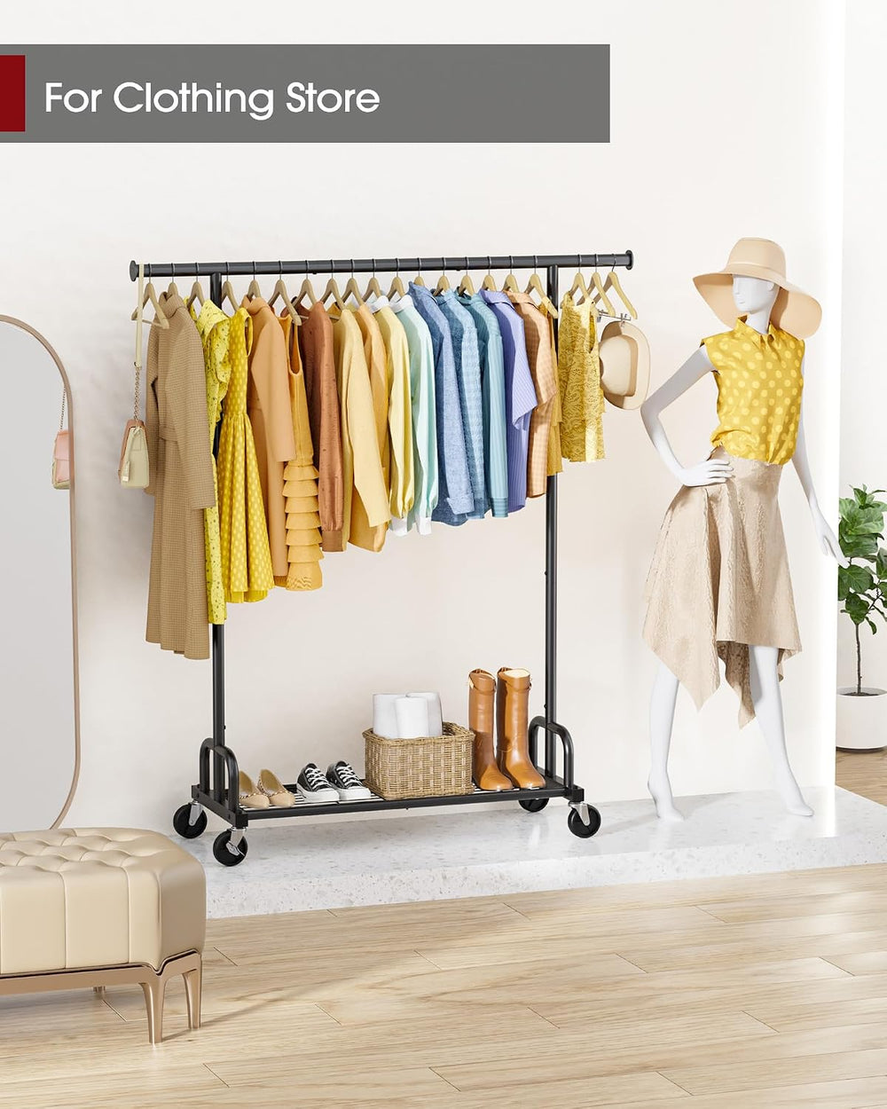 Sakugi Clothes Rack - Large-Capacity Clothing Racks for Hanging Clothes with ...