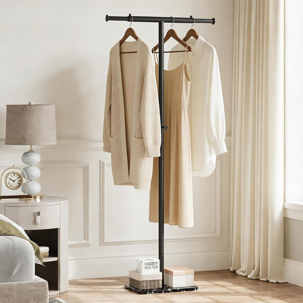 Width Adjustable T-shaped Coat Rack Freestanding, Modern Coat Rack, Black