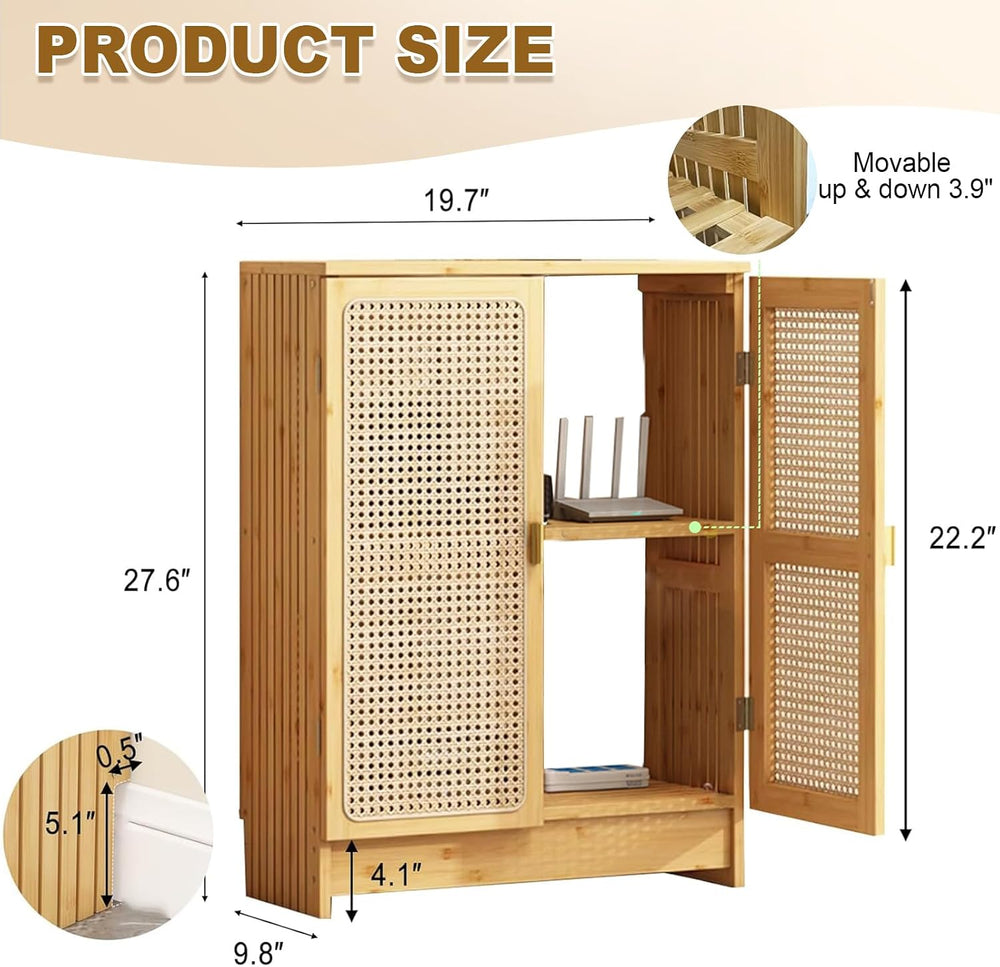 Jueraori WiFi Router Storage Cabinet with Adjustable Shelves, No Back Panel