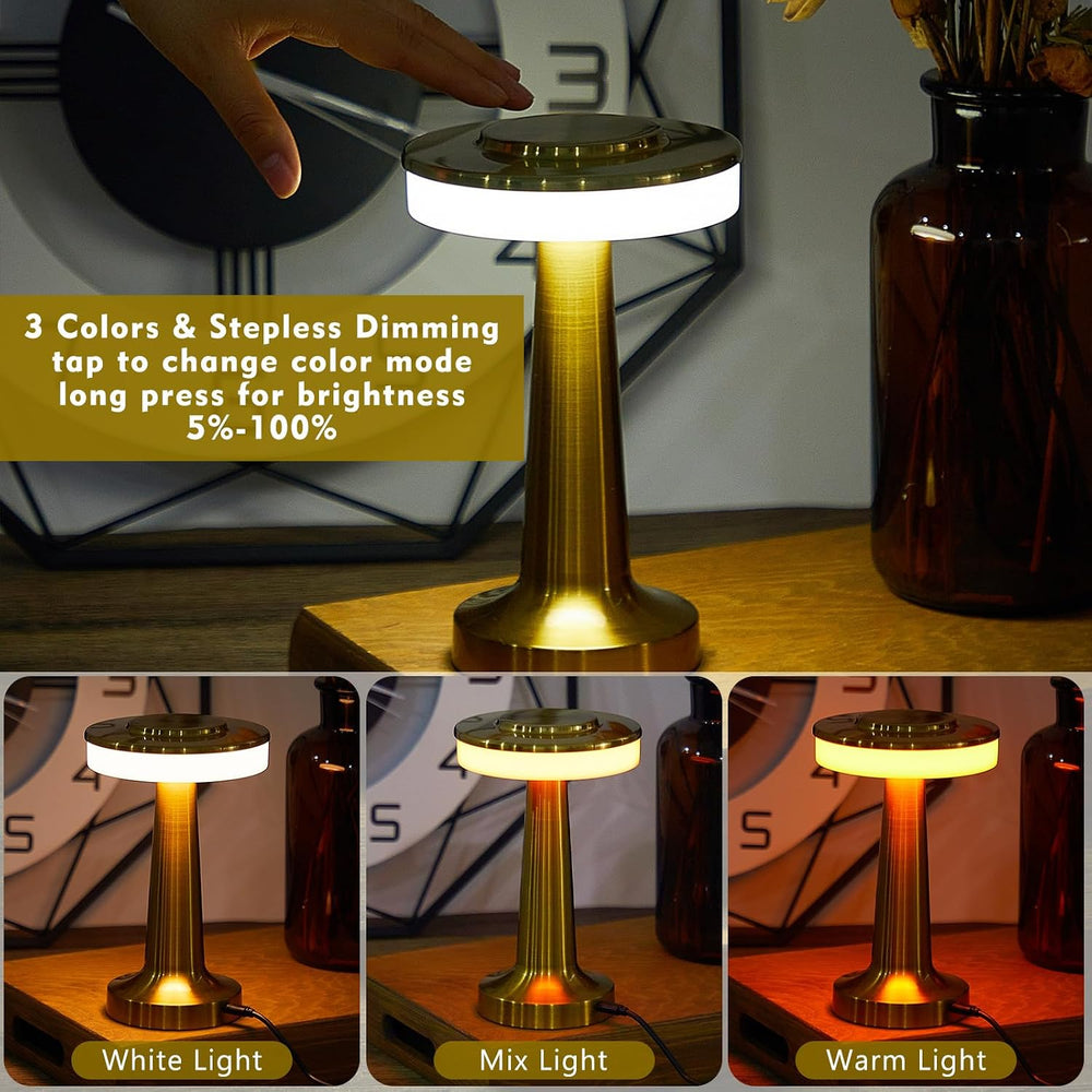 Riakrum 4 Pcs LED Cordless Table Lamp Bulk Rechargeable,Gold