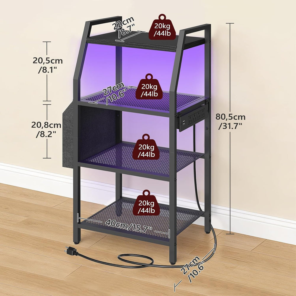 MAHANCRIS Game Console Shelf, Gaming Console Stand with Outlet & LED Lights