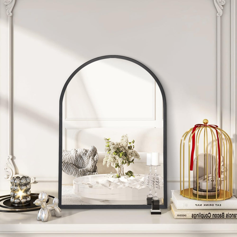 Arch Bathroom Mirror, Wall Mounted Mirror, Black Vanity Wall Mirror Metal Fra...