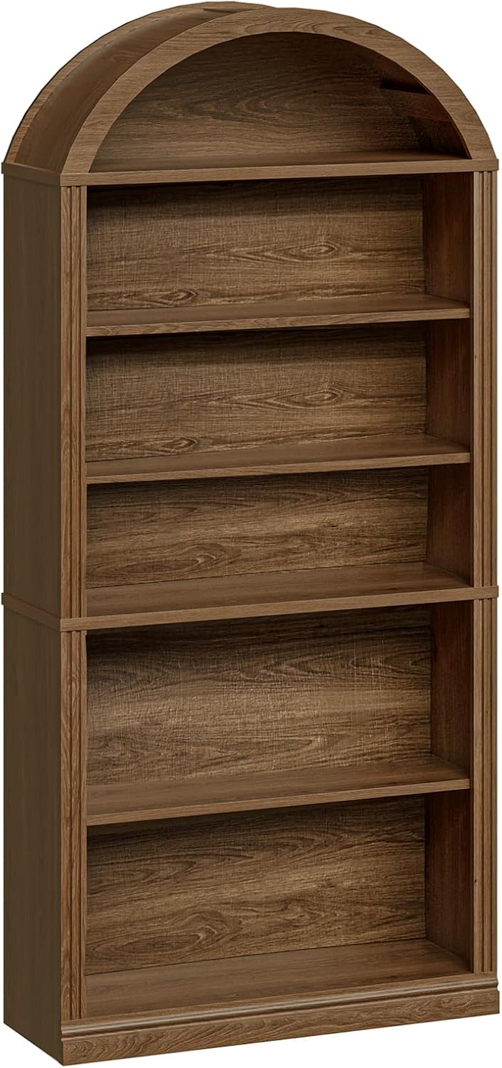 RALGEND Arched Bookshelf, 75.8" Tall Arch Bookcase with Storage
