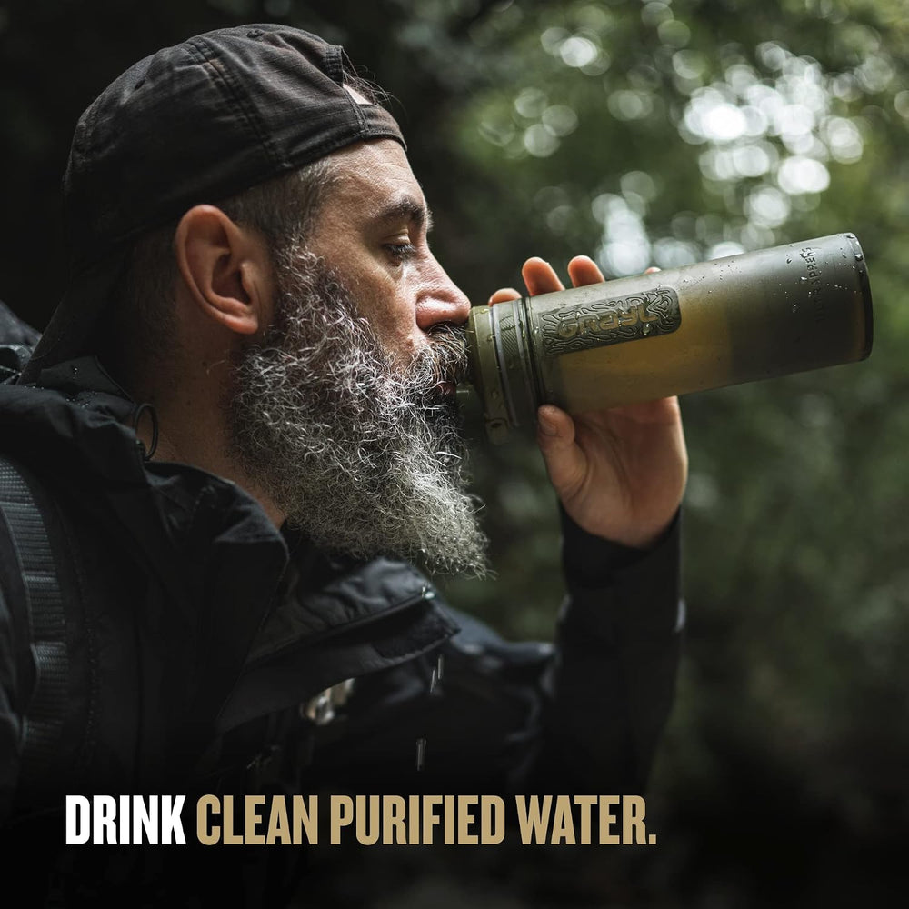 GRAYL UltraPress 16.9 oz Water Purifier & Filter Bottle, Olive Drab