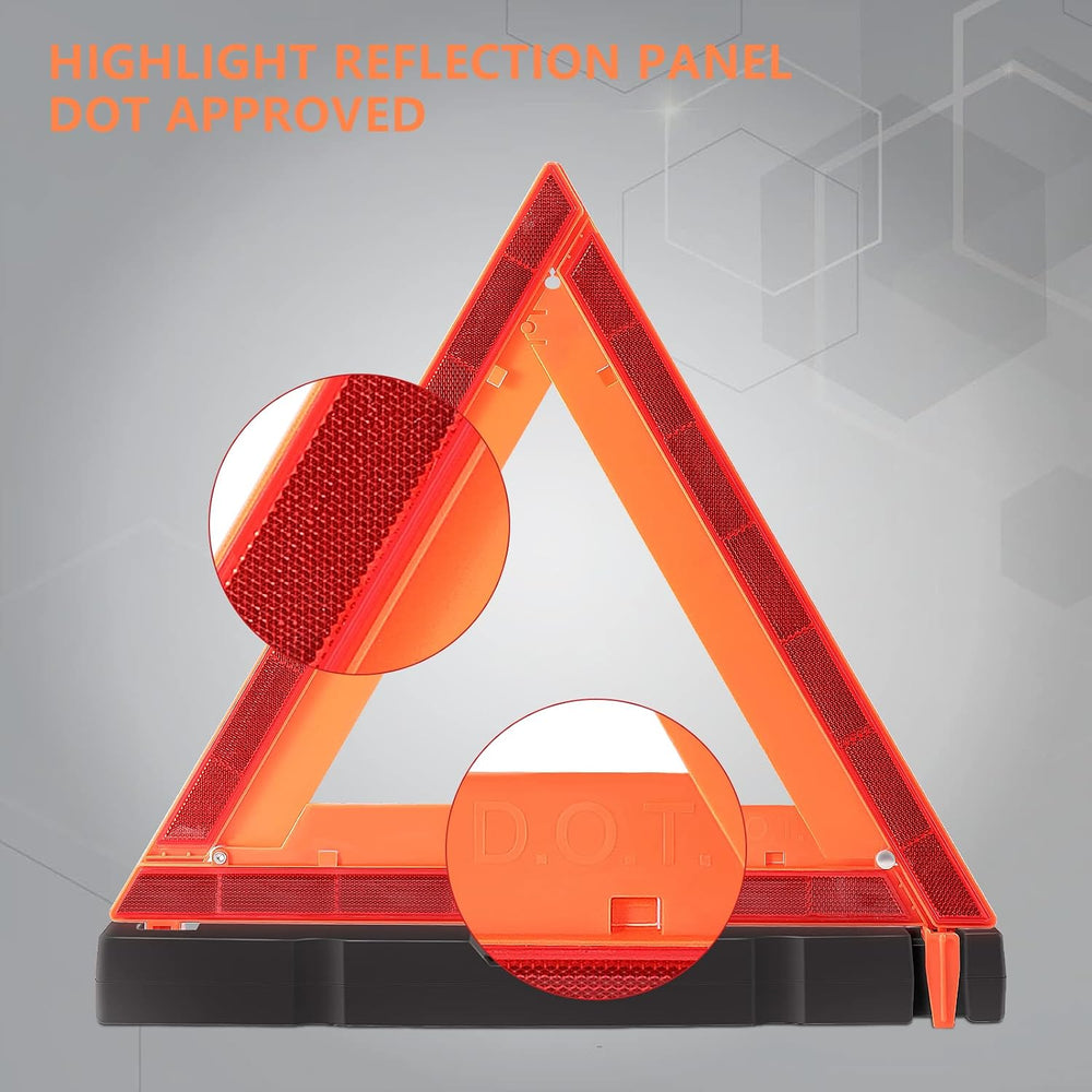WORKKOOL 3 Pack Foldable Warning Reflective Triangles with Carrying Case, Hea...