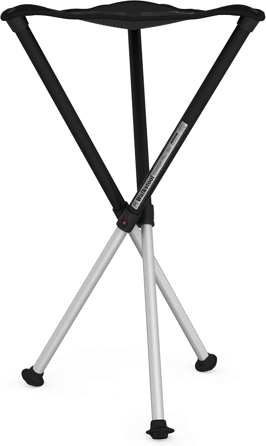 Walkstool - Comfort Model - Black and Silver - 3 Legged Folding Stool in Alum...