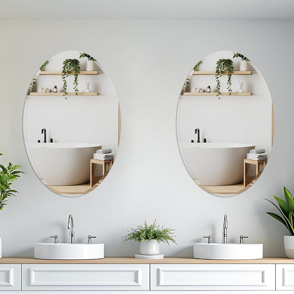 Oval Bathroom Mirror, 18X26 inch Oval Frameless Mirror,