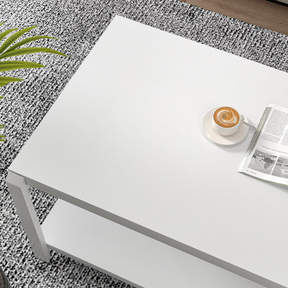 EXCEFUR White Coffee Table with Storage, Modern Center Table for Living Room,...