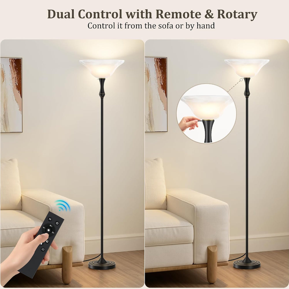 SIBRILLE Dimmable LED Torchiere Floor Lamp with Glass Shade