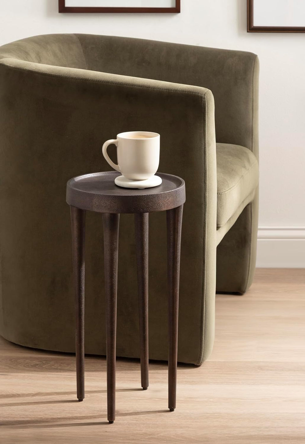Kate and Laurel Rava Modern Metal Round Drink Table, 10 x 10 x 21, Bronze, Ca...
