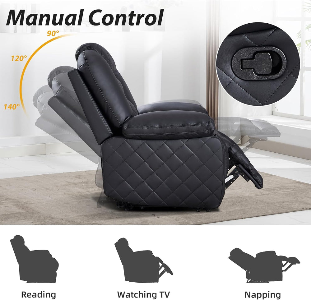 EBELLO Manual Recliner Sofa Set, Faux Leather Reclining Living Room Furniture...