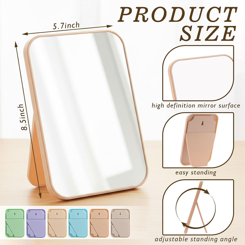 24 Pack 8x5 In Christmas Makeup Mirror with Stand and Hole, 6 Colors