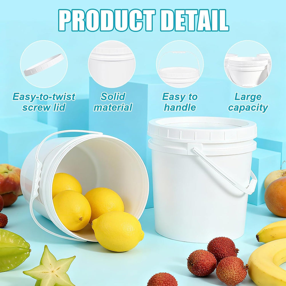 3PCS 2.5 Gal White Buckets Set, Durable Plastic Storage Containers with White...
