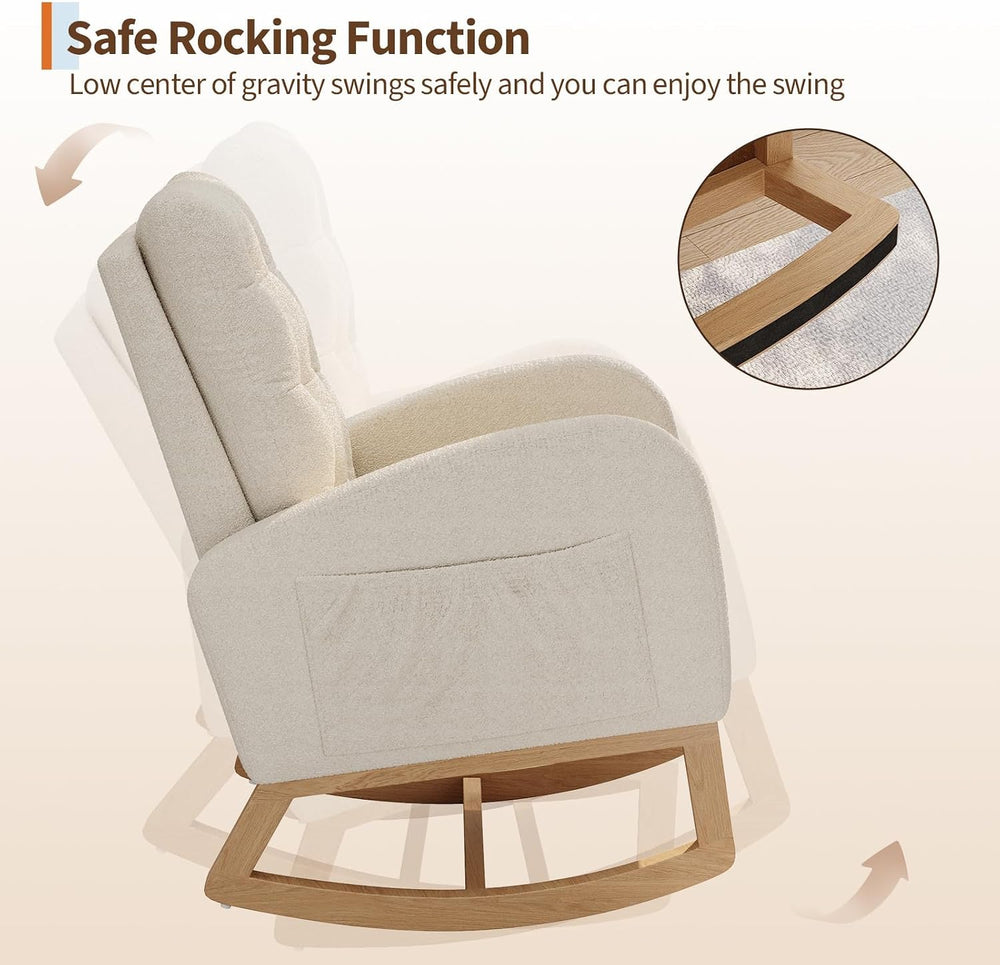 GAOMON Modern Rocking Chair for Living Room-Beige