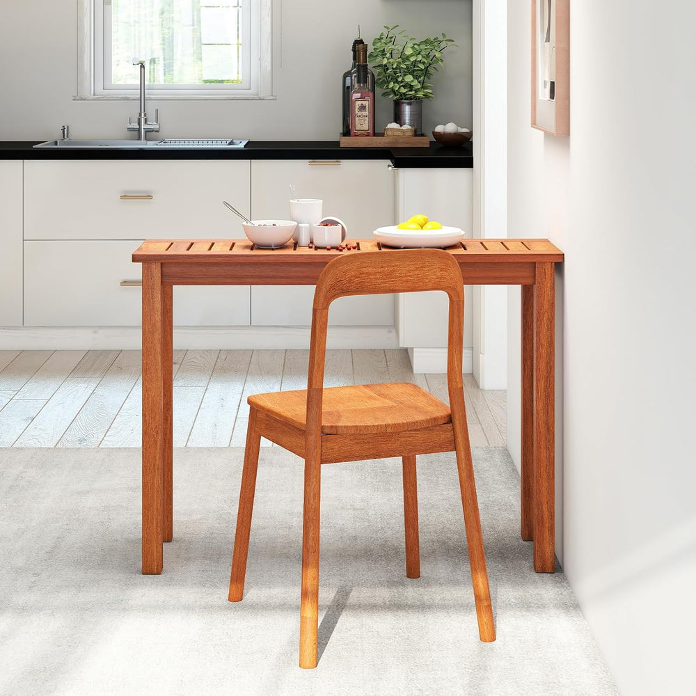 Tangkula Narrow Outdoor Solid Wood Dining Table