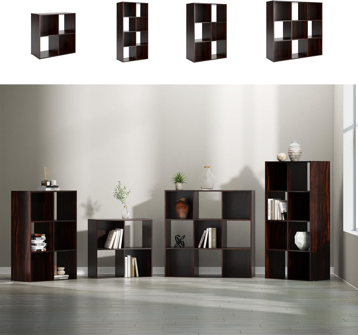 Signature Design by Ashley Glosmount 9 Cube Storage Organizer or Bookcase, Cherry & Light Brown