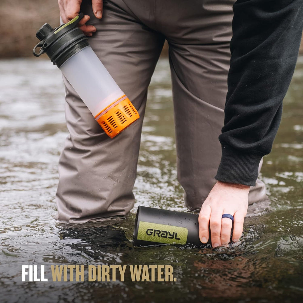 GRAYL GeoPress 24 oz Water Purifier & Water Filter Bottle, Black Camo
