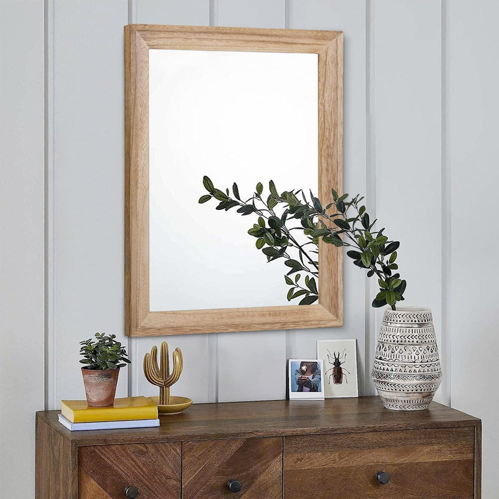 AAZZKANG Rustic Mirrors for Wall Rectangle Wooden Frame Hanging Mirror for Be...
