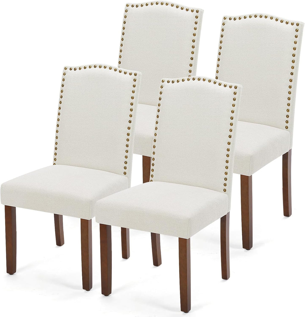 DUMOS Dining Chairs Set of 4, Upholstered Accent Chair, Beige