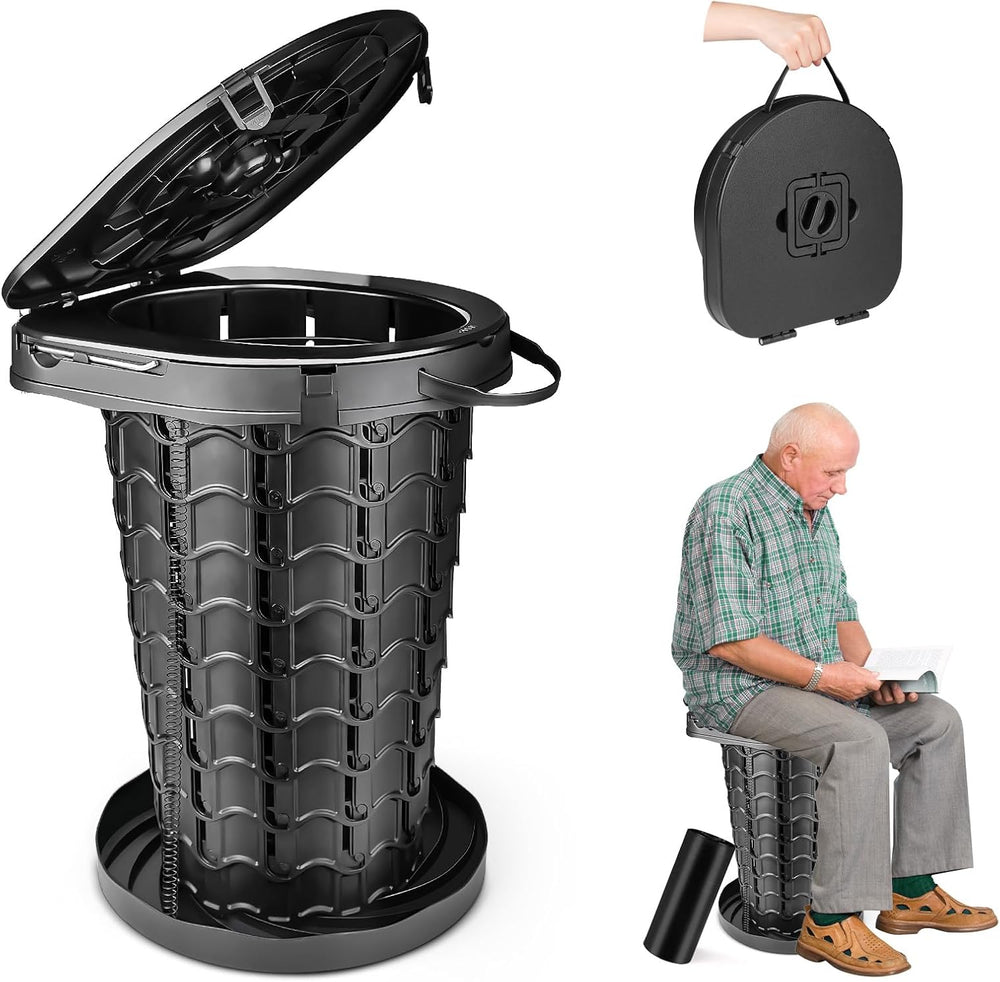 XXL Retractable Portable Toilet Travel Toilet (440lbs Capacity) Adjustable He...