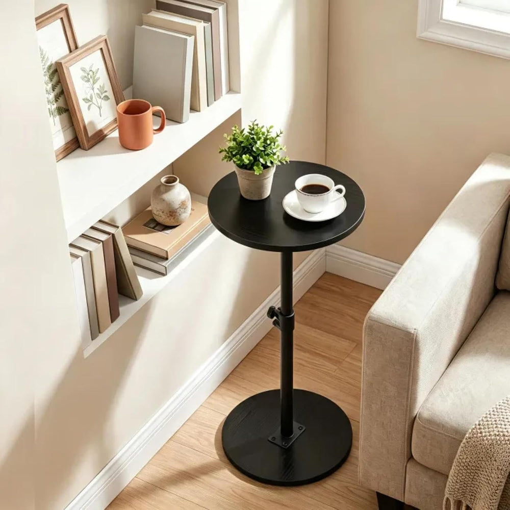 MAHANCRIS Small Round Side Table, Adjustable Height Cocktail Drink Table