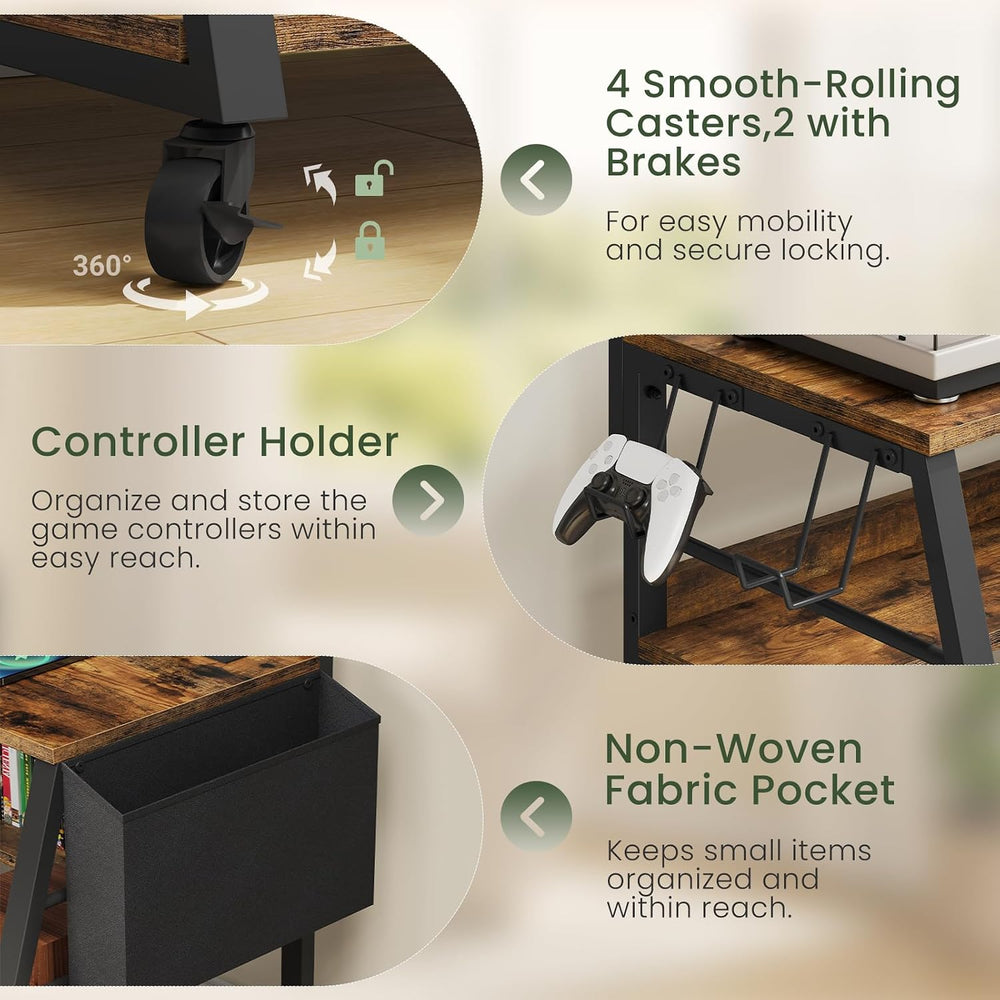 CHOEZON Rolling TV Stand with Mount and Storage, for up to 75 inch TVs