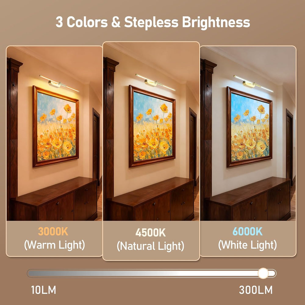 Glendan 24" Wireless Picture Lights for Wall, Rechargeable Art Light