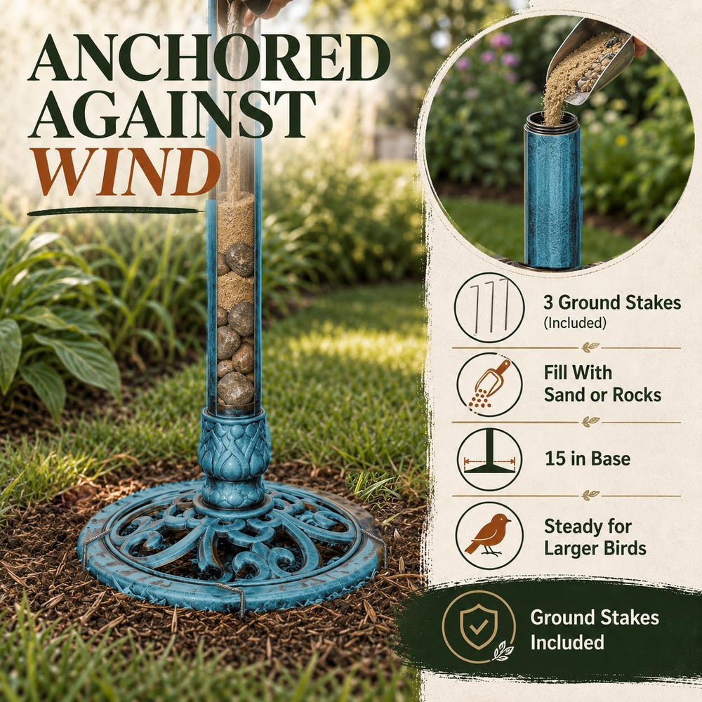 Backyard Expressions Blue Bird Bath for Outside, Solar Bird Bath Fountain