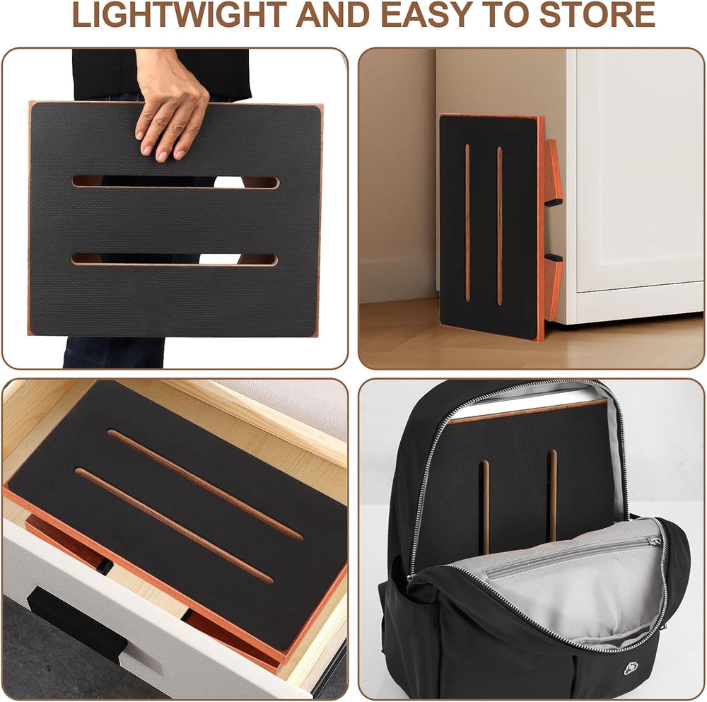 Step Stool Foldable, Wooden Step Stool with Non-Slip Rubber Stepping Platform...
