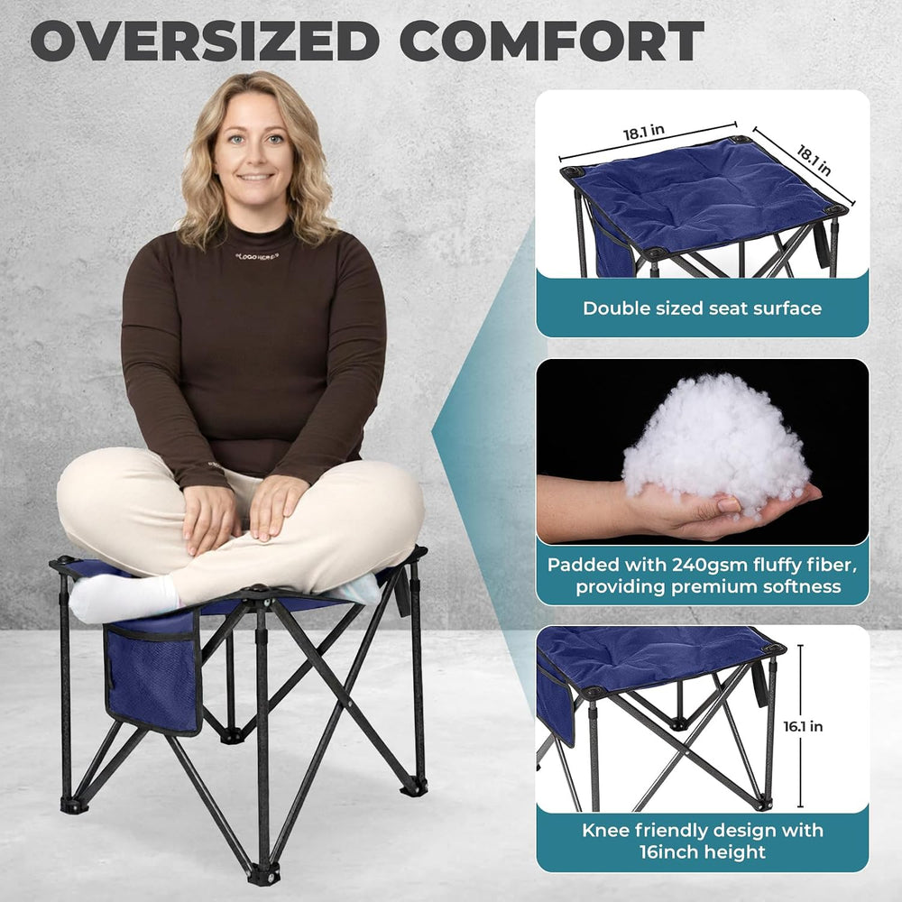 FUNDANGO Oversized Camping Stool for Adults,Thick Padded 18.1 Inch Folding Ot...