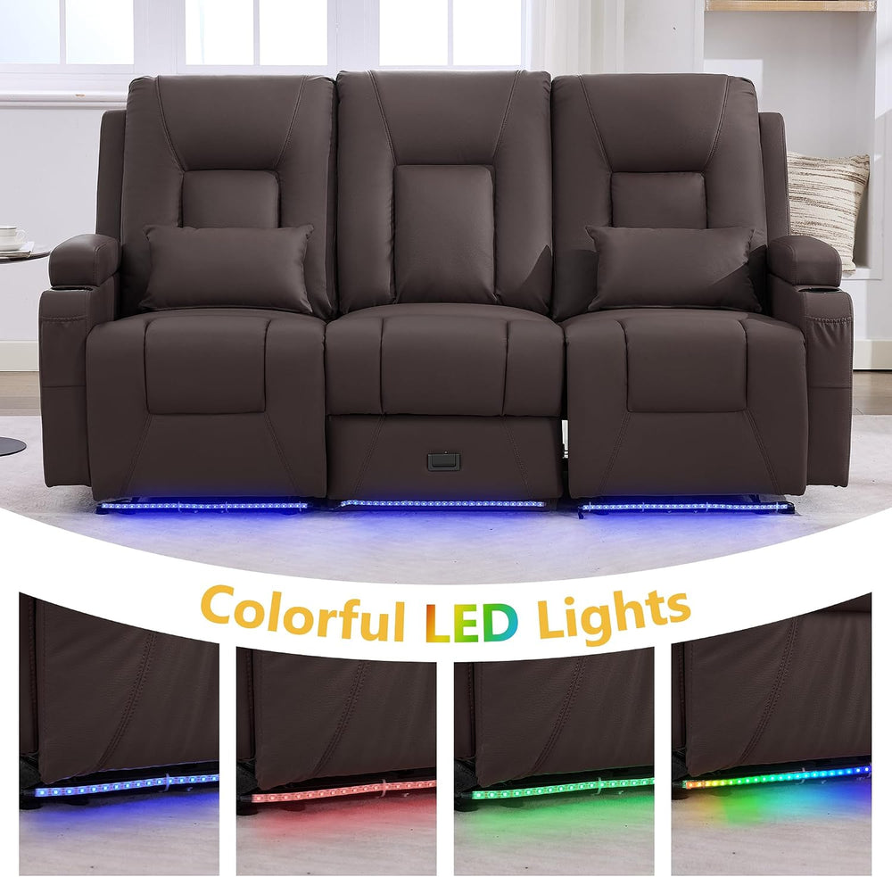 URRED Wall Hugger Power Reclining Loveseat Sofa，Dark Brown：77.3" - 3 Seats