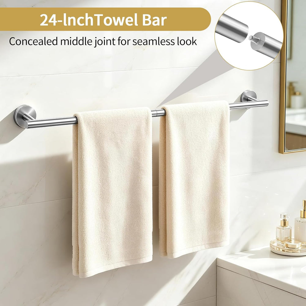 STWWO 5-Piece Brushed Nickel Bathroom Accessories Towel Racks for Bathroom