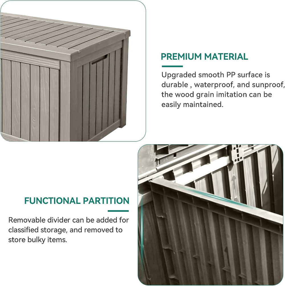 YITAHOME 180 Gallon Large Deck Box w/Divider