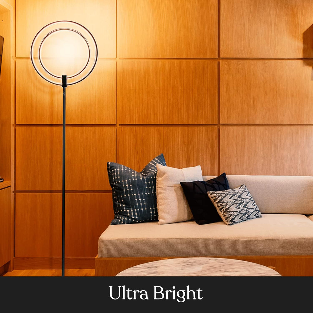 Brightech Eclipse Dimmable LED Floor Lamp, Modern Torchiere Floor Lamp for Li...