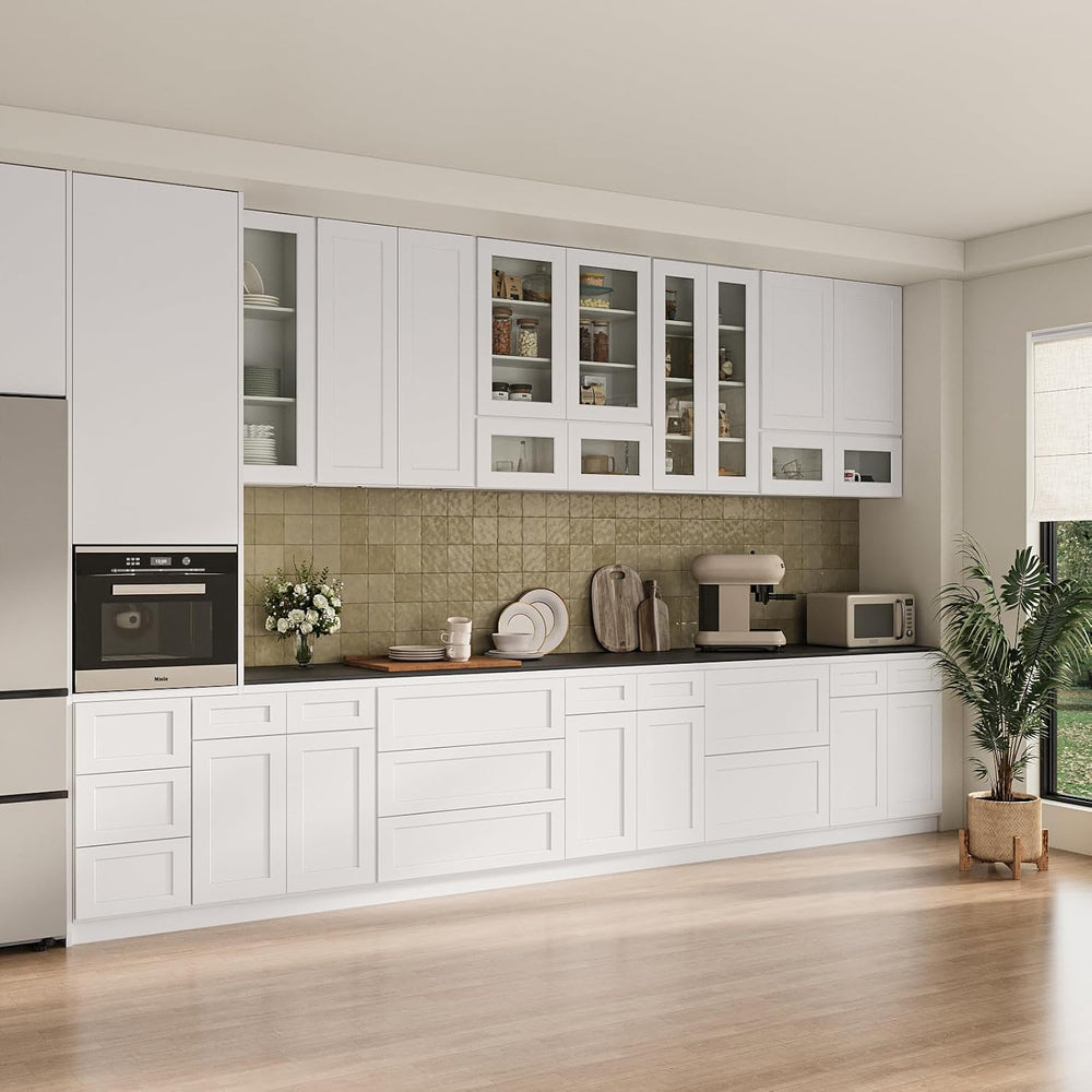 ROOMTEC RTA Wall Mounted Soft Close Cabinet with Tempered Glass Door
