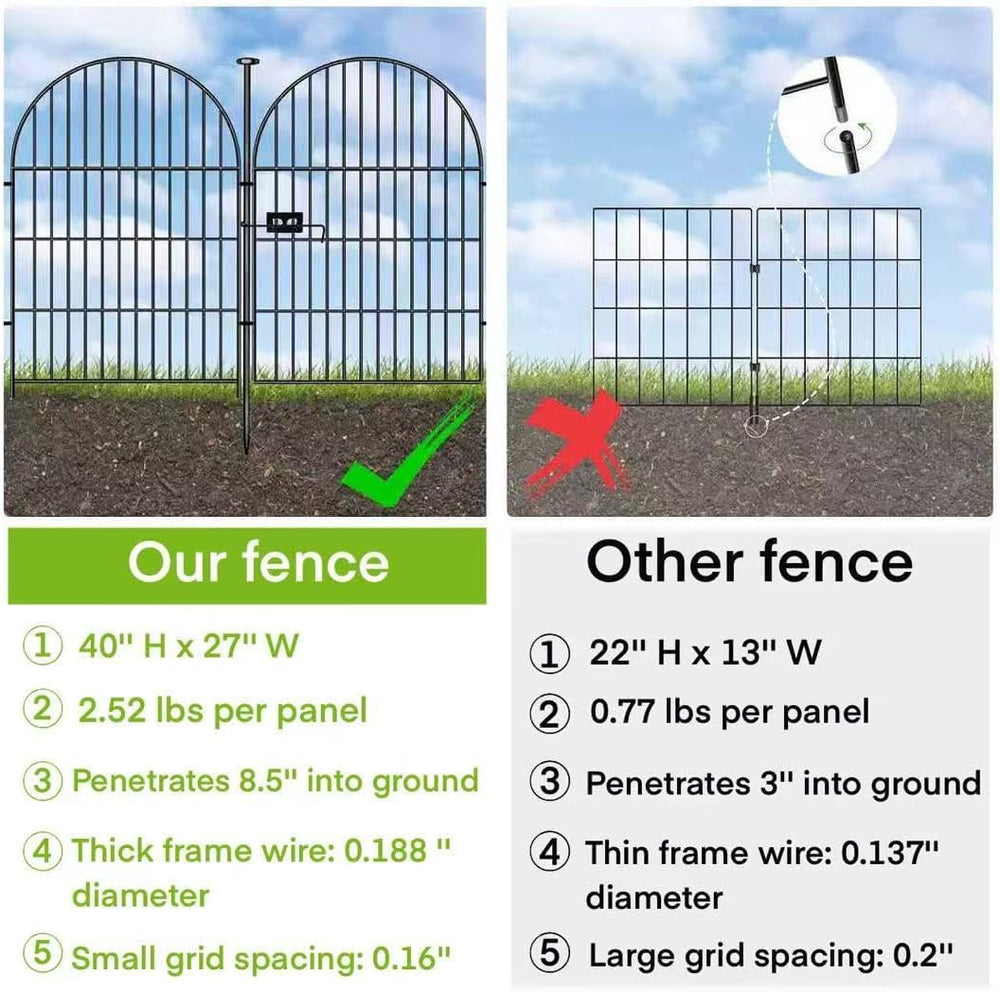 ADAVIN 40in Tall Garden Fence Animal Barrier, 8 Panels Pet Fence Outdoor