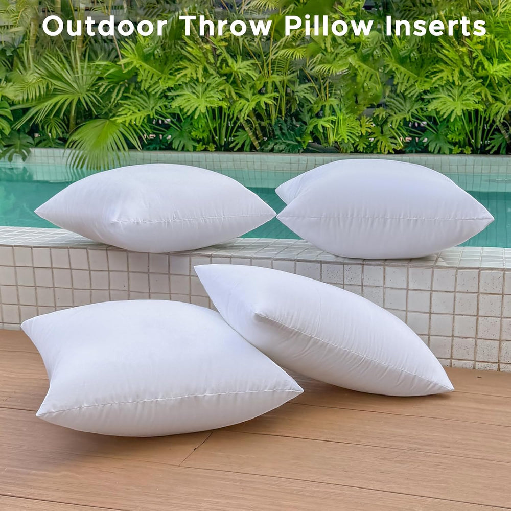 18 x 18 Outdoor Pillow Inserts Set of 4 Medium Square Patio Furniture Pillows...