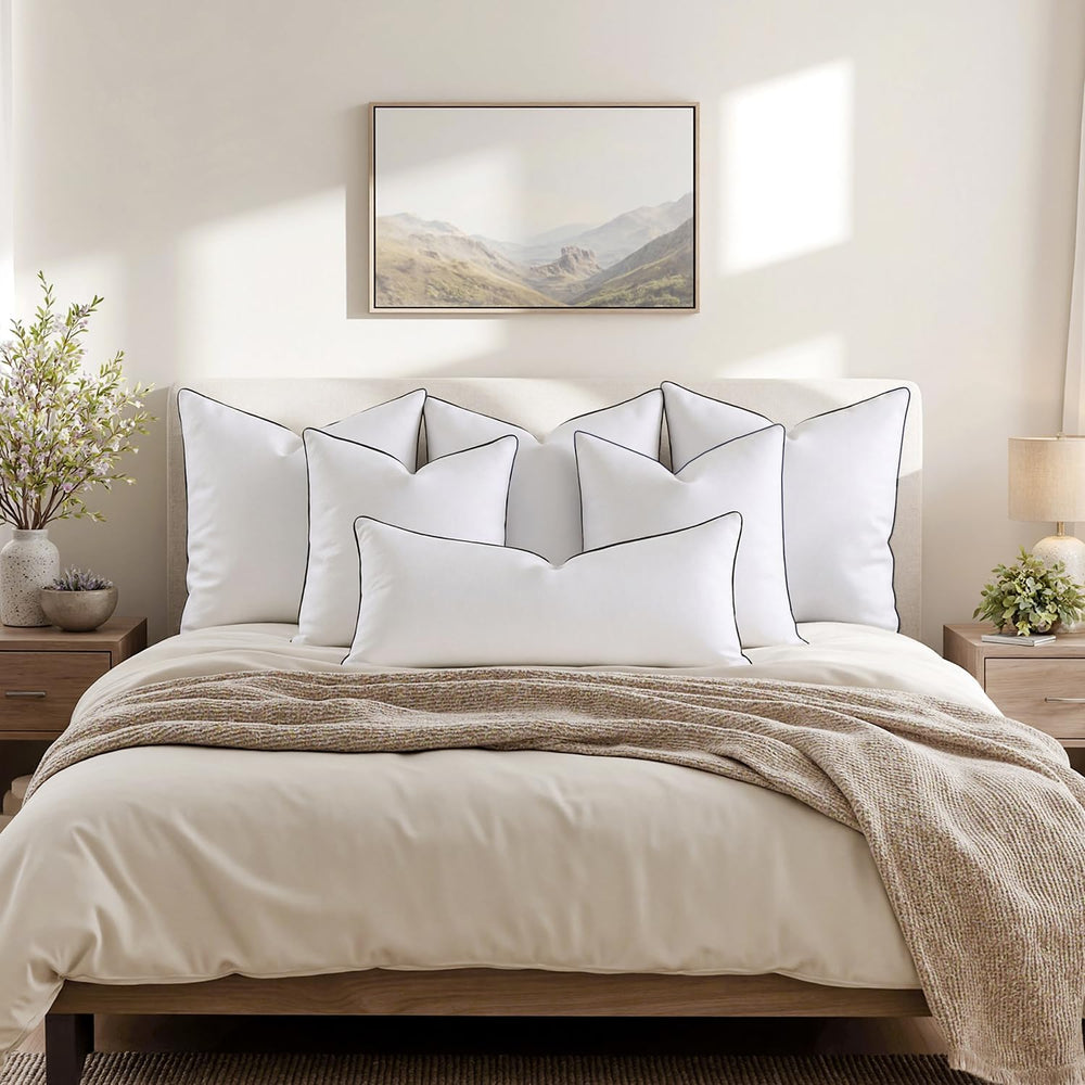 MIULEE Goose Feather Down 20x20 Pillow Insert Set of 2 with 100% Down-Proof C...