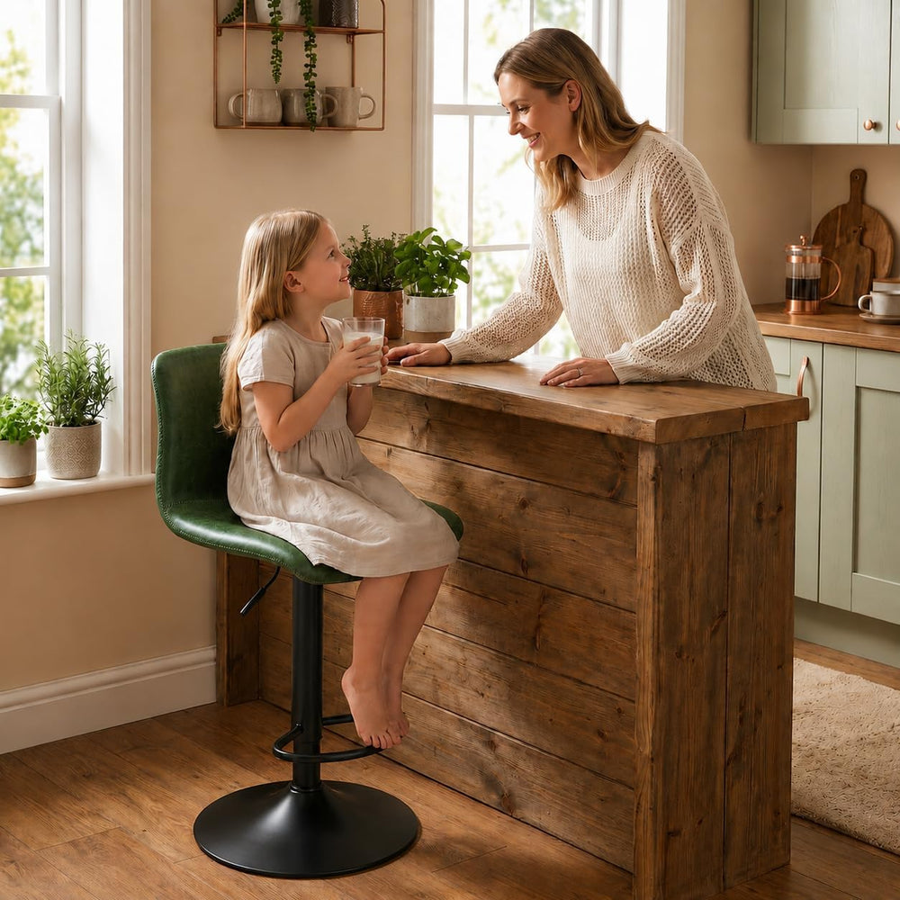 Adjustable Bar Stools Set of 2 for Kitchen Island, Green