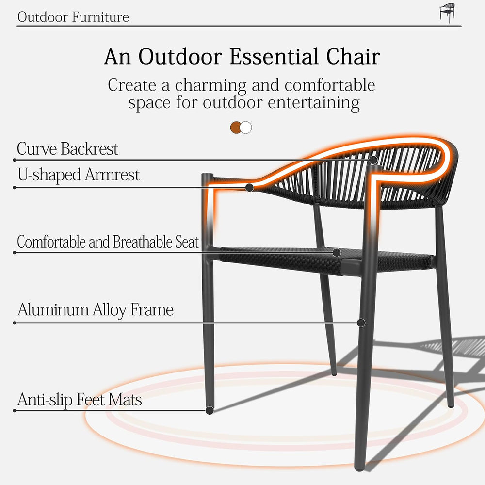 TWT Patio Dining Chairs Outdoor Stackable for All Weather, Breathable Textile...