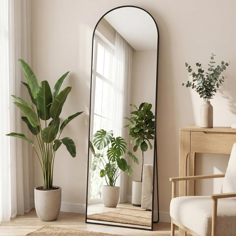 Sweetcrispy 58"x19" Arched Full Length Mirror, Full Body Mirror, Black