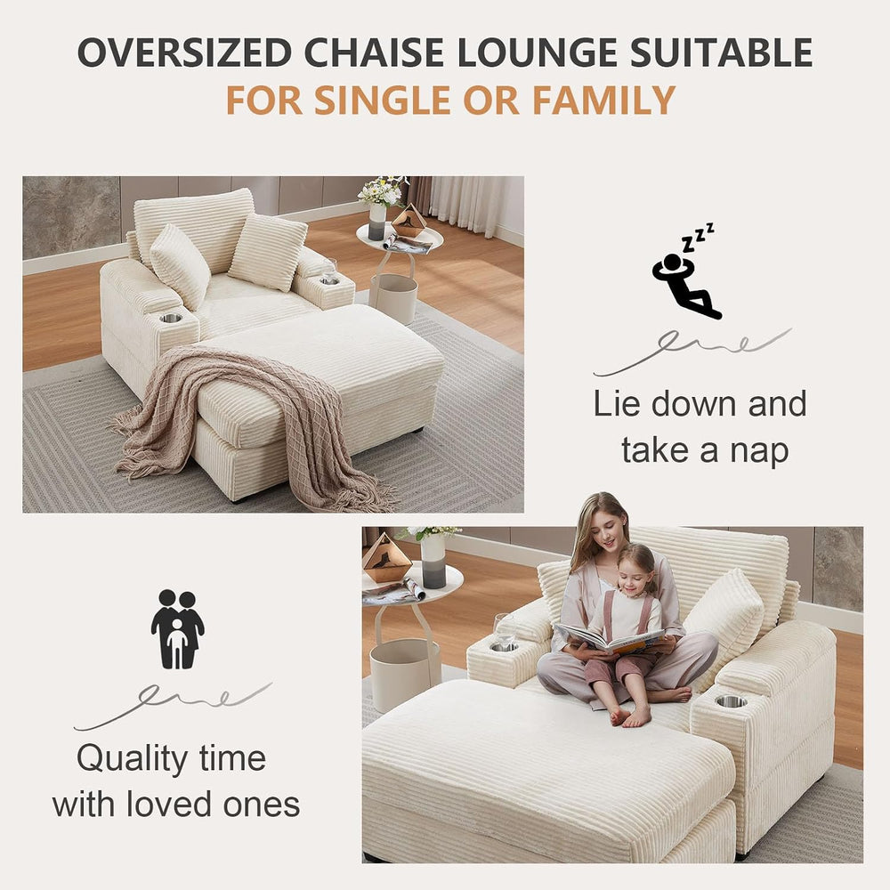 LUCKHAO 42.12" Oversized Chair with Ottoman,Chaise Lounge Chair Indoor w...