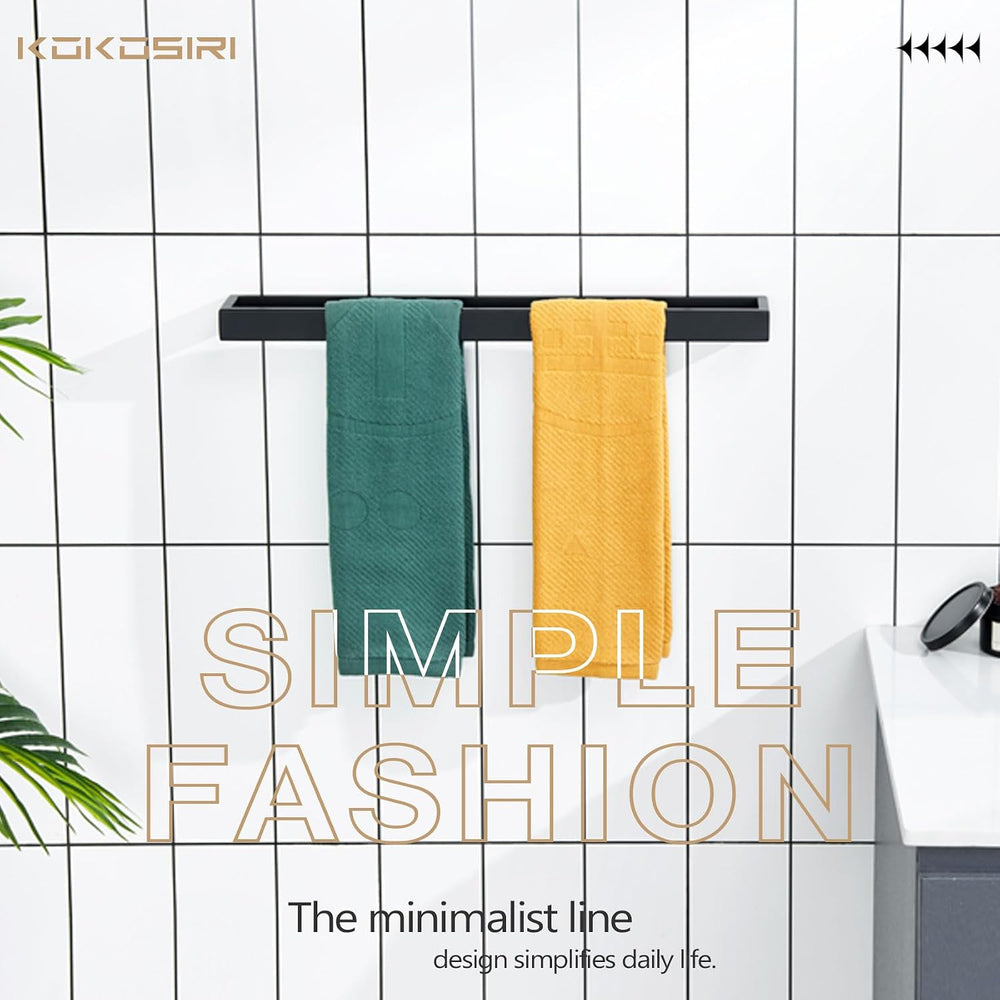 KOKOSIRI Towel Bar Matte Black Bath Towel Holder 20-Inch Kitchen Rack Stainle...