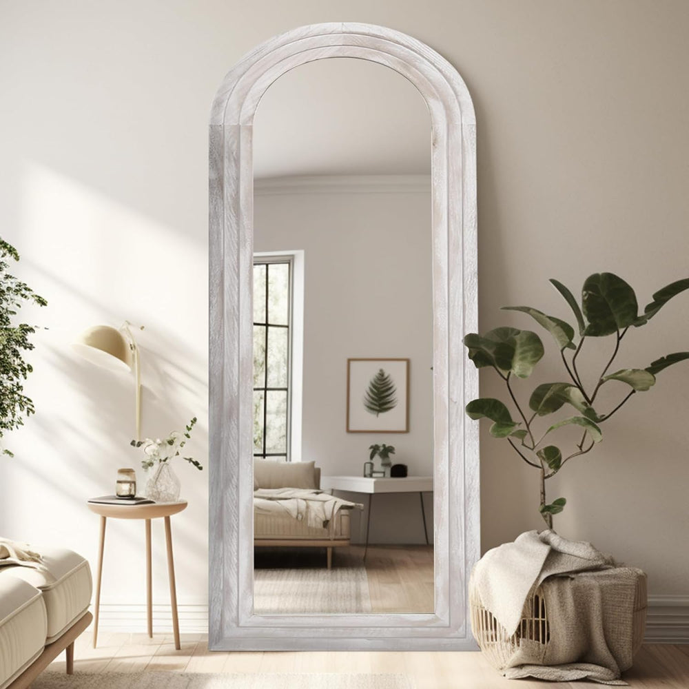 ZHUNFA Arched Full Length Mirror with Solid Wood Frame
