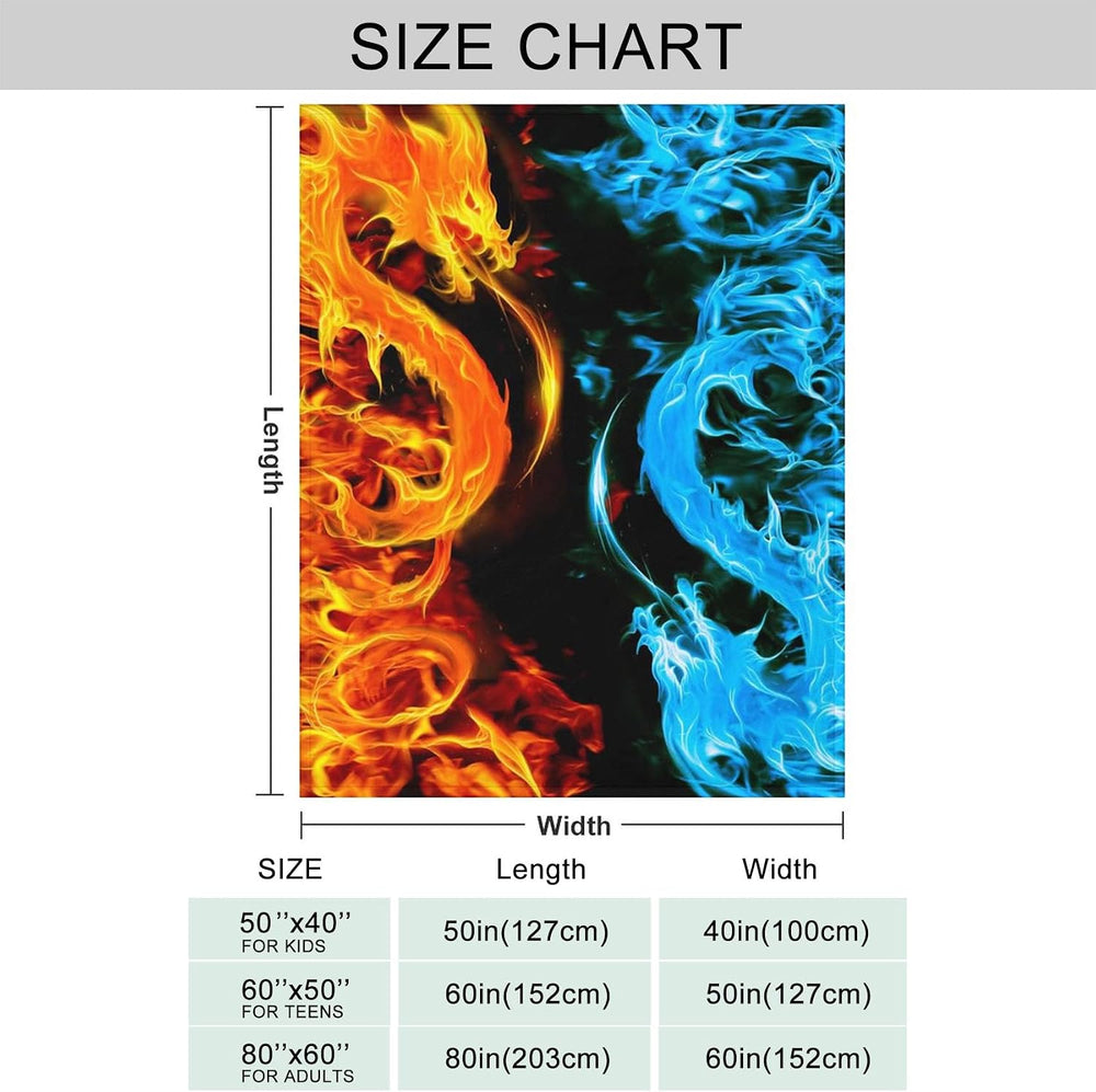 Ice & Fire Dragon Throw Blanket for Couch, Super Soft Fuzzy Throws Warm C...